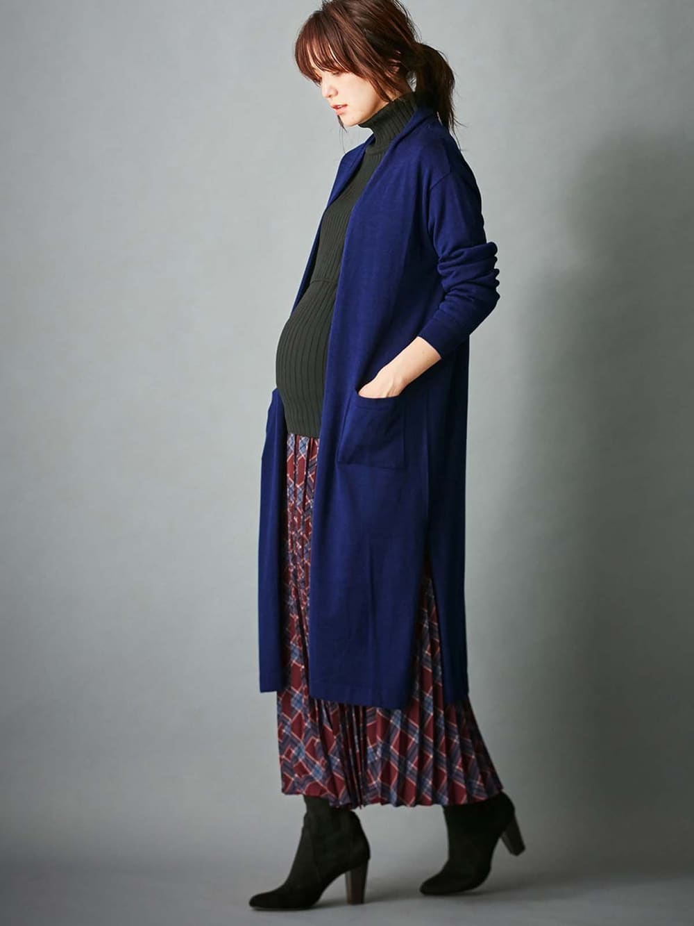 マタニティ トップス|サイドスリットロングトッパーカーディガン　マタニティ・授乳服【出産後も長く使える】