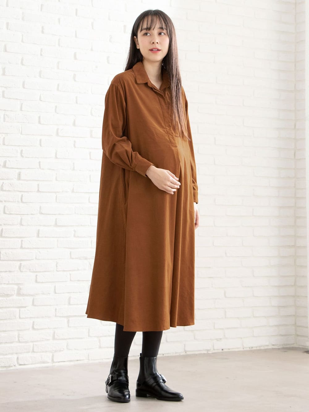 アウトレット|シャツコールワンピース　マタニティ・授乳服