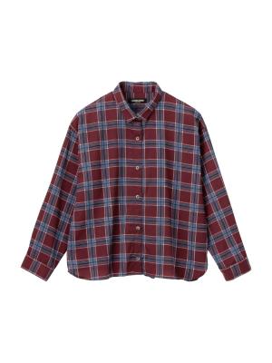 マタニティ トップス|チェックシャツ　マタニティ・授乳服|エンジ系