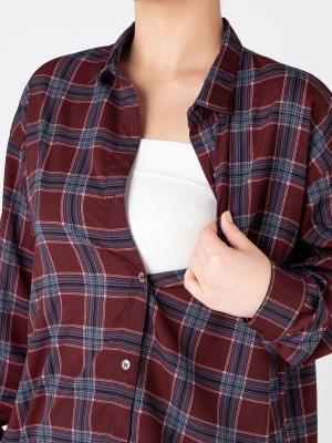 マタニティ トップス|チェックシャツ　マタニティ・授乳服