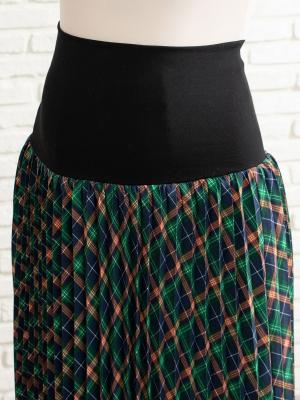 アウトレット|【産前産後】チェックアコーディオンプリーツスカート【出産後も長く使える】