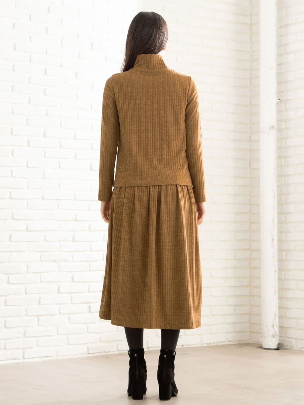 マタニティ ワンピース|ハイネックリブニットワンピース　マタニティ・授乳服