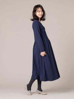 マタニティ ワンピース|ポンチ切り替えタックワンピース マタニティ・授乳服【出産後も長く使える】