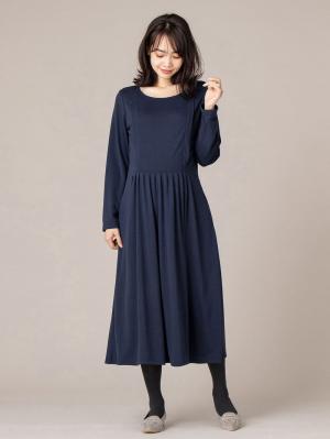 マタニティ ワンピース|ポンチ切り替えタックワンピース マタニティ・授乳服【出産後も長く使える】