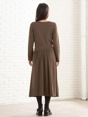 マタニティ ワンピース|ポンチ切り替えタックワンピース マタニティ・授乳服【出産後も長く使える】
