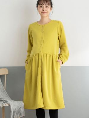 【授乳しやすい】【あったか】ふんわりパイル裏起毛ウエスト切替ギャザーワンピ×レギンスセットパジャマ 29039