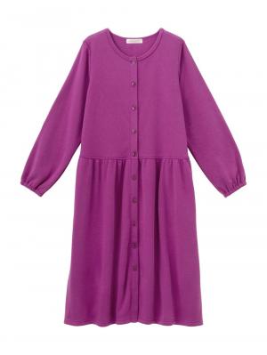 マタニティ パジャマ・ルームウェア|【授乳しやすい】【あったか】ふんわりパイル裏起毛ウエスト切替ギャザーワンピ×レギンスセットパジャマ|パープル