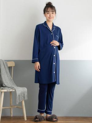 マタニティ パジャマ・ルームウェア|【授乳しやすい】【産前産後対応】やわらかスムースシャツパジャマ（産後も使えるパンツ付）