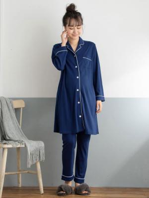 マタニティ パジャマ・ルームウェア|【授乳しやすい】【産前産後対応】やわらかスムースシャツパジャマ（産後も使えるパンツ付）