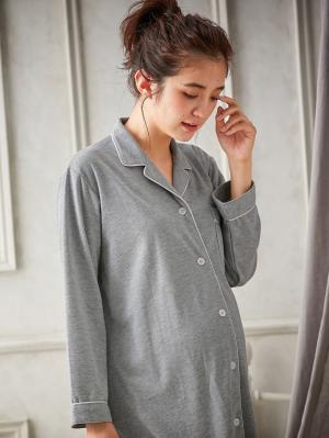 マタニティ パジャマ・ルームウェア|【授乳しやすい】【産前産後対応】やわらかスムースシャツパジャマ（産後も使えるパンツ付）