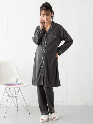 マタニティ パジャマ・ルームウェア|【授乳しやすい】【産前産後対応】やわらかスムースシャツパジャマ（産後も使えるパンツ付）