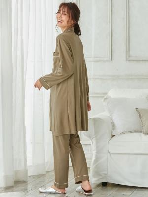 マタニティ パジャマ・ルームウェア|【授乳しやすい】【産前産後対応】やわらかスムースシャツパジャマ（産後も使えるパンツ付）