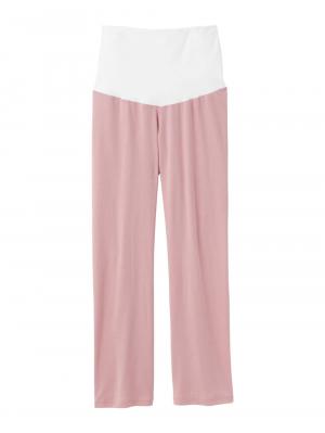 マタニティ パジャマ・ルームウェア|【授乳しやすい】【産前産後対応】やわらかスムースレースリボンパジャマ（産後も使えるパンツ付き）|ピンク