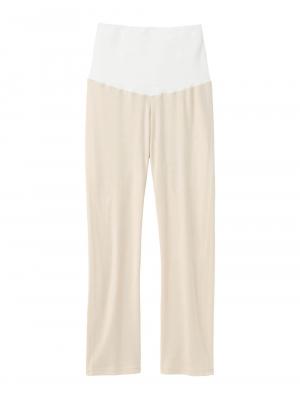 マタニティ パジャマ・ルームウェア|【授乳しやすい】【産前産後対応】やわらかスムースレースリボンパジャマ（産後も使えるパンツ付き）|アイボリー