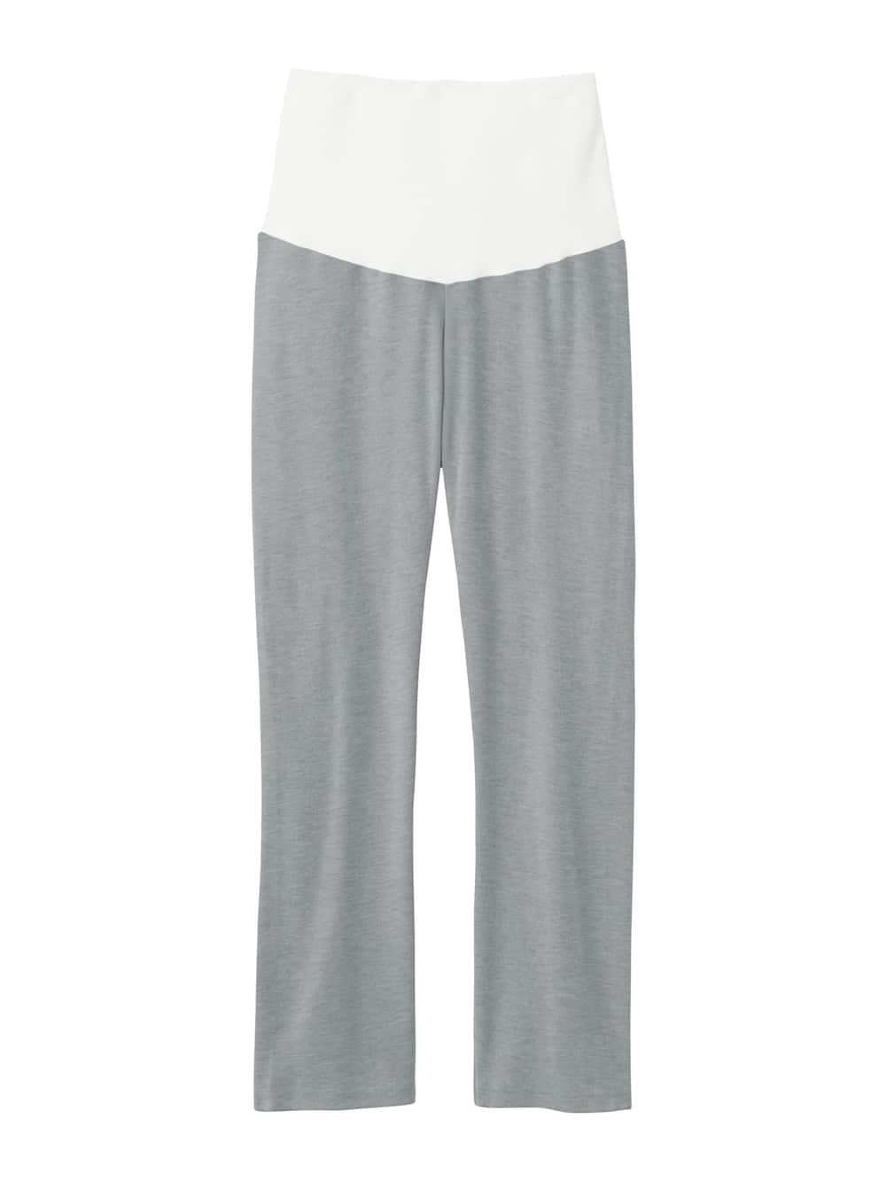 マタニティ パジャマ・ルームウェア|【授乳しやすい】【産前産後対応】やわらかスムースレースリボンパジャマ（産後も使えるパンツ付き）|杢グレー