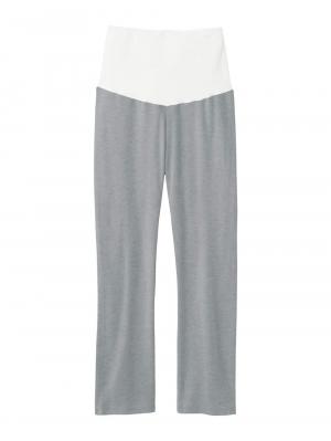 マタニティ パジャマ・ルームウェア|【授乳しやすい】【産前産後対応】やわらかスムースレースリボンパジャマ（産後も使えるパンツ付き）|杢グレー