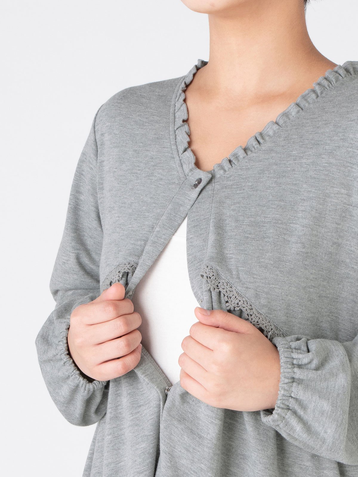 マタニティ パジャマ・ルームウェア|【授乳しやすい】【産前産後対応】やわらかスムース切り替えギャザーパジャマ（産後も使えるパンツ付）