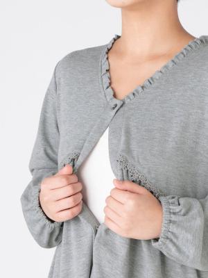 マタニティ パジャマ・ルームウェア|【授乳しやすい】【産前産後対応】やわらかスムース切り替えギャザーパジャマ（産後も使えるパンツ付）