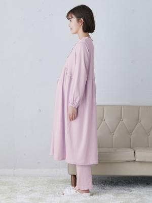 マタニティ パジャマ・ルームウェア|【授乳しやすい】【産前産後対応】やわらかスムース切り替えギャザーパジャマ（産後も使えるパンツ付）