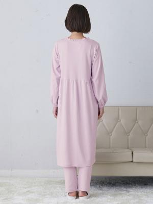 マタニティ パジャマ・ルームウェア|【授乳しやすい】【産前産後対応】やわらかスムース切り替えギャザーパジャマ（産後も使えるパンツ付）