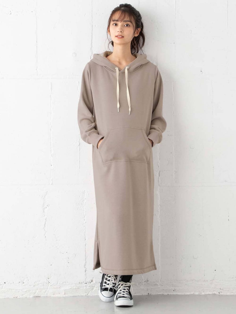 マタニティ ワンピース 授乳口付 極暖 裏シャギーフーデットマキシワンピース マタニティウェア 授乳服通販 エンジェリーベ 公式