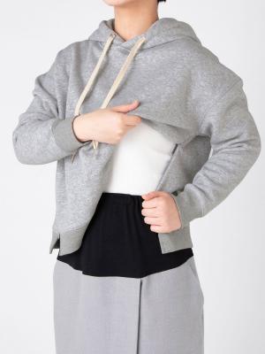 マタニティ トップス|【極暖】裏シャギークロップドパーカー　マタニティ・授乳服【出産後も長く使える】