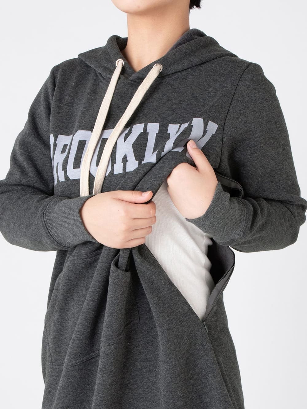 アウトレット|【極暖】裏シャギーロゴパーカーワンピース　マタニティ・授乳服