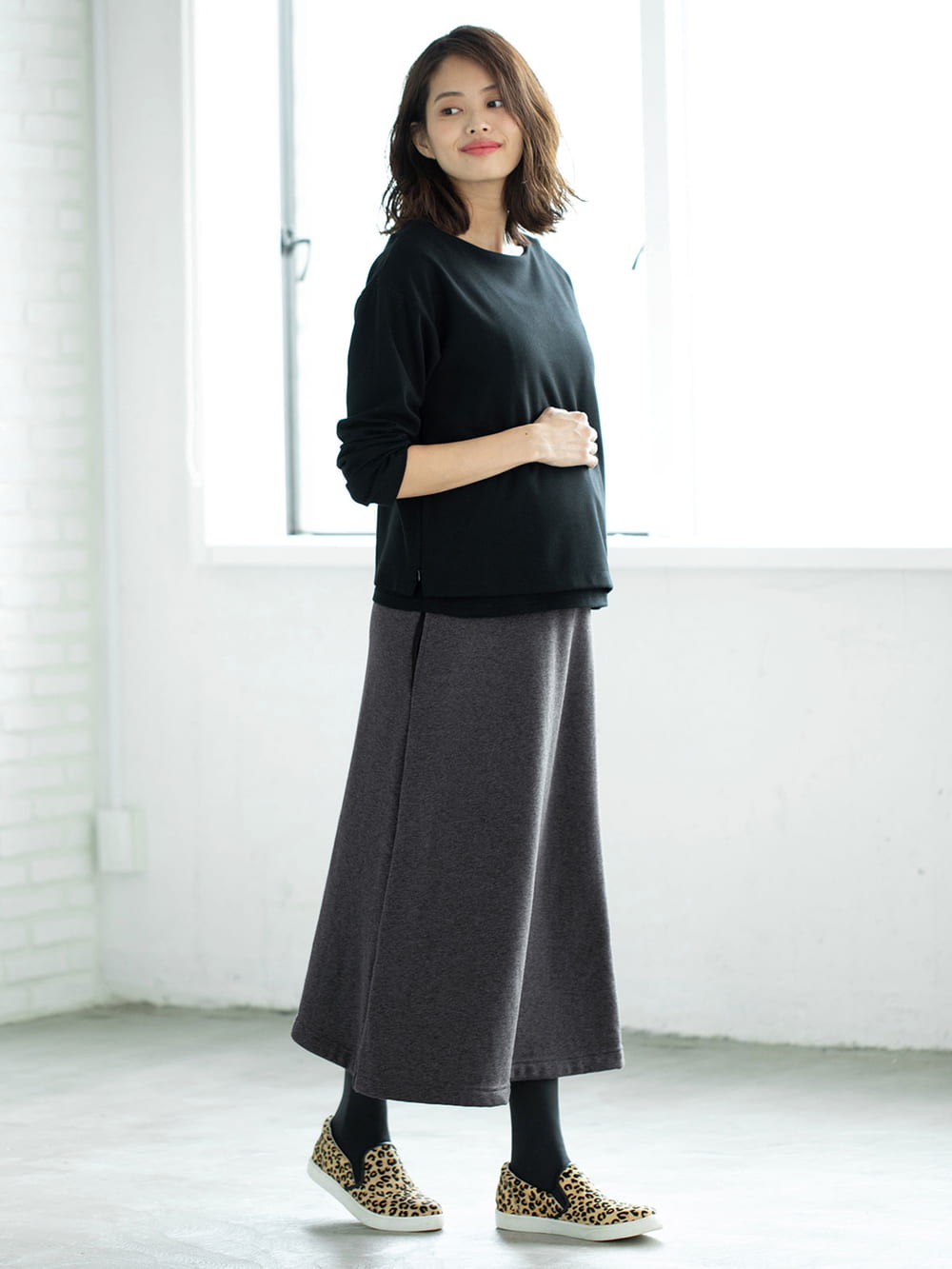 アウトレット|【産前産後対応】【極暖】裏シャギーフレアロングスカート【出産後も長く使える】