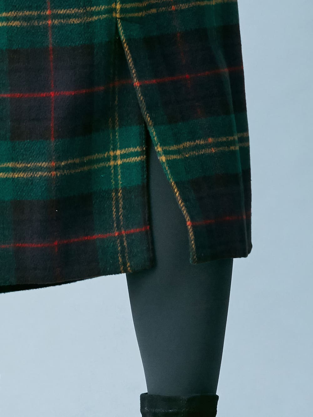 アウトレット|【産前産後対応】フィット起毛チェックナロースカート【出産後も長く使える】