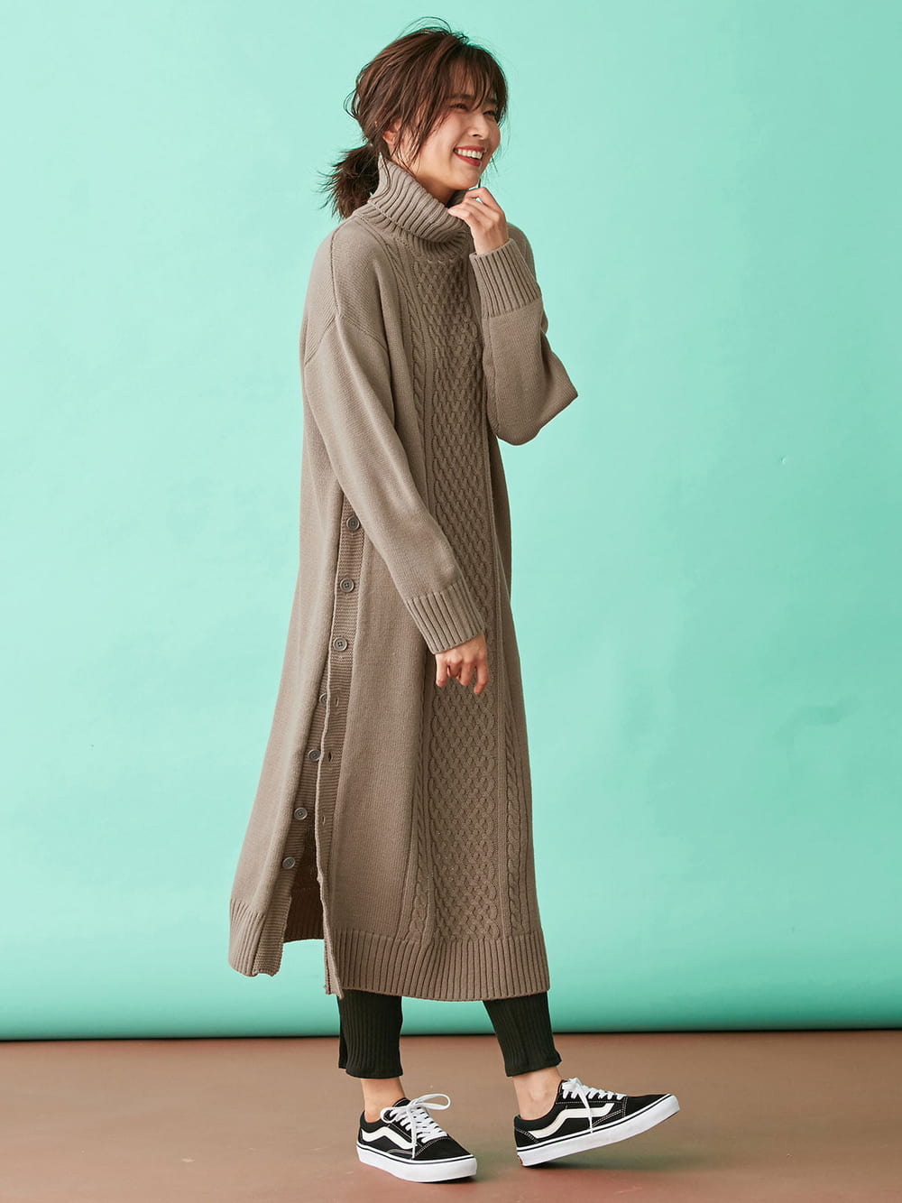 マタニティ ワンピース 授乳しやすい ケーブルニットワンピース マタニティウェア 授乳服通販 エンジェリーベ 公式