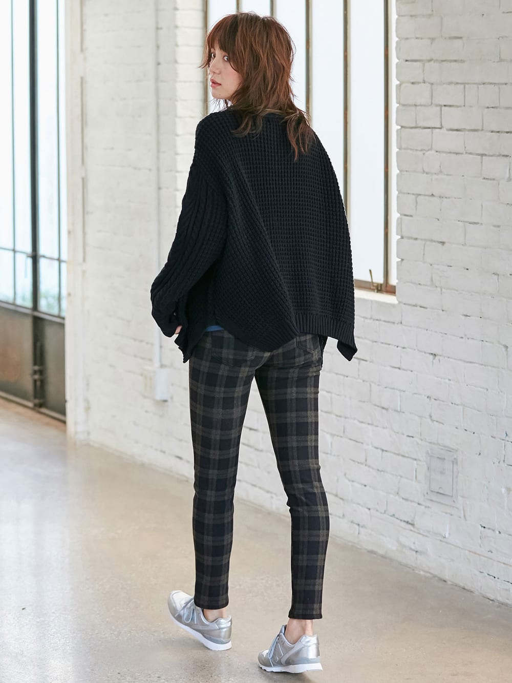 マタニティ トップス|ウール混ざっくり裾スリットケーブルニット　マタニティ・授乳服|ネイビー