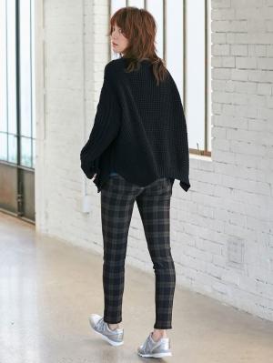 マタニティ トップス|ウール混ざっくり裾スリットケーブルニット　マタニティ・授乳服|ネイビー