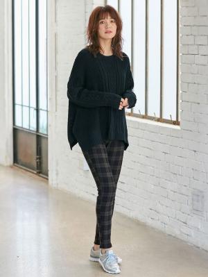 マタニティ トップス|ウール混ざっくり裾スリットケーブルニット　マタニティ・授乳服|ネイビー