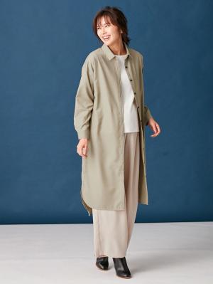 アウトレット|T/Rツイルシャツワンピース　マタニティ・授乳服【出産後も長く使える】|ベージュ