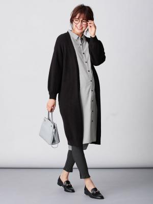 アウトレット|T/Rツイルシャツワンピース　マタニティ・授乳服【出産後も長く使える】|ライトグレー