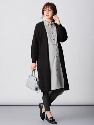 アウトレット|T/Rツイルシャツワンピース　マタニティ・授乳服【出産後も長く使える】|ライトグレー