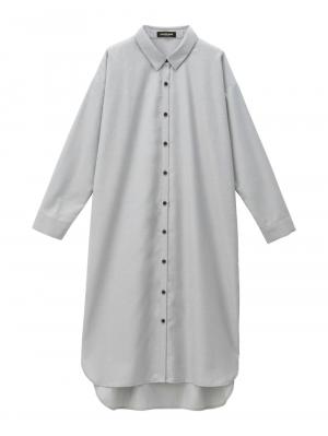 アウトレット|T/Rツイルシャツワンピース　マタニティ・授乳服【出産後も長く使える】|ライトグレー