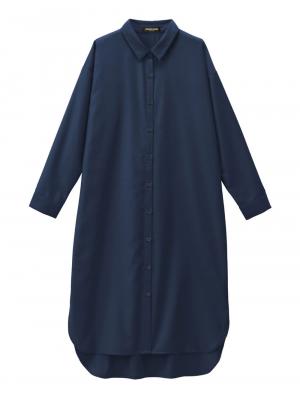 アウトレット|T/Rツイルシャツワンピース　マタニティ・授乳服【出産後も長く使える】|ネイビー