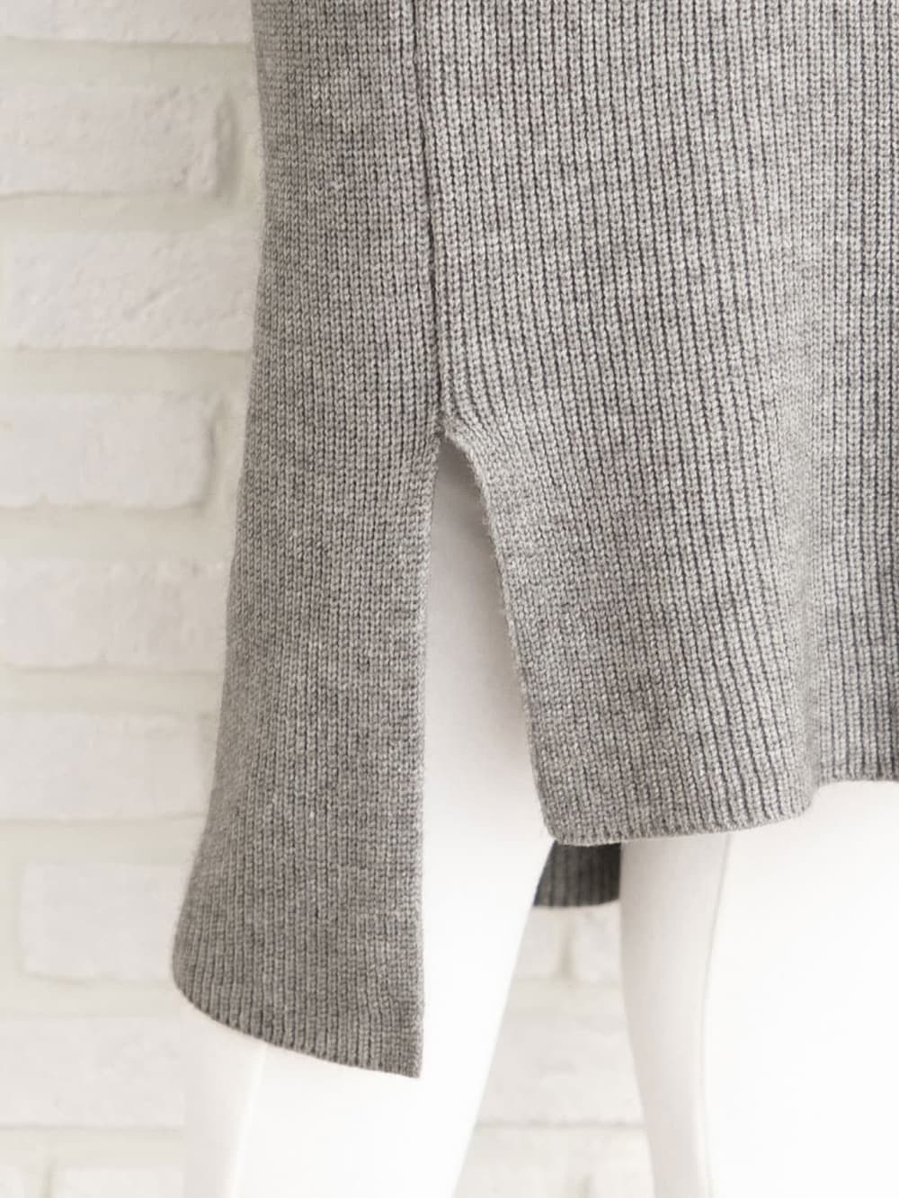 マタニティ ワンピース|片畦ニットタートルネックワンピース