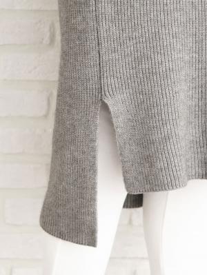 マタニティ ワンピース|片畦ニットタートルネックワンピース