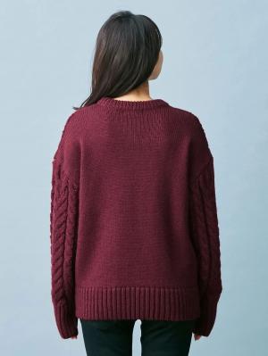 マタニティ トップス|ウール混ざっくりケーブル柄ニット