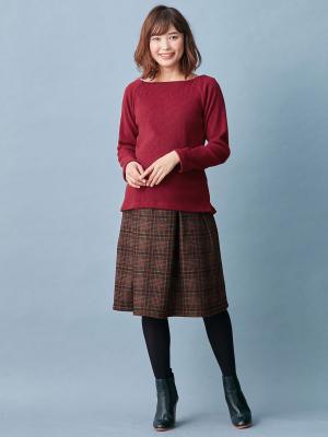 マタニティ トップス|起毛リブスクエアネックニットソートップス　マタニティ・授乳服【出産後も長く使える】|ボルドー