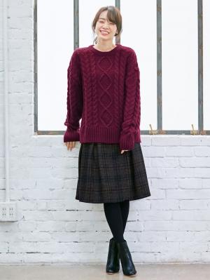 アウトレット|【産前産後対応】チェックタックボンディングスカート【出産後も長く使える】