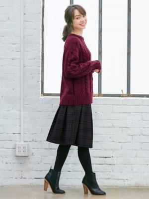 アウトレット|【産前産後対応】チェックタックボンディングスカート【出産後も長く使える】