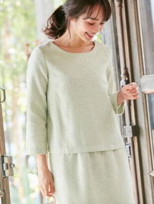 マタニティ ワンピース|ツィードトップス＆産前産後対応スカートセットアップ　マタニティ・授乳服【出産後も長く使える】