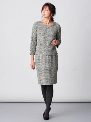 マタニティ ワンピース|ツィードトップス＆産前産後対応スカートセットアップ　マタニティ・授乳服【出産後も長く使える】