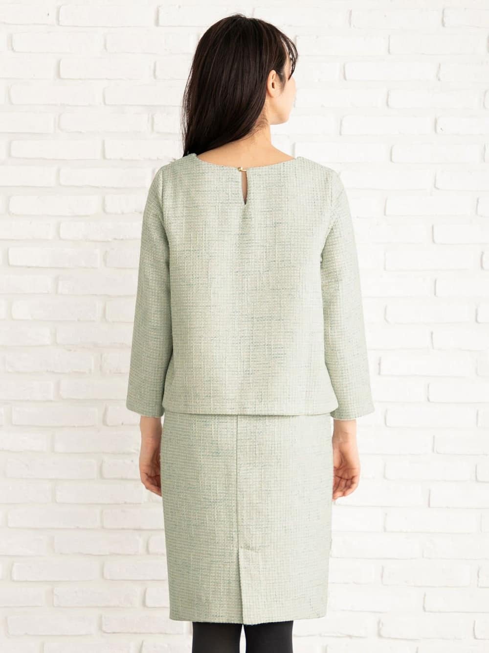 マタニティ ワンピース|ツィードトップス＆産前産後対応スカートセットアップ　マタニティ・授乳服【出産後も長く使える】