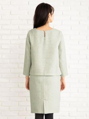 マタニティ ワンピース|ツィードトップス＆産前産後対応スカートセットアップ　マタニティ・授乳服【出産後も長く使える】