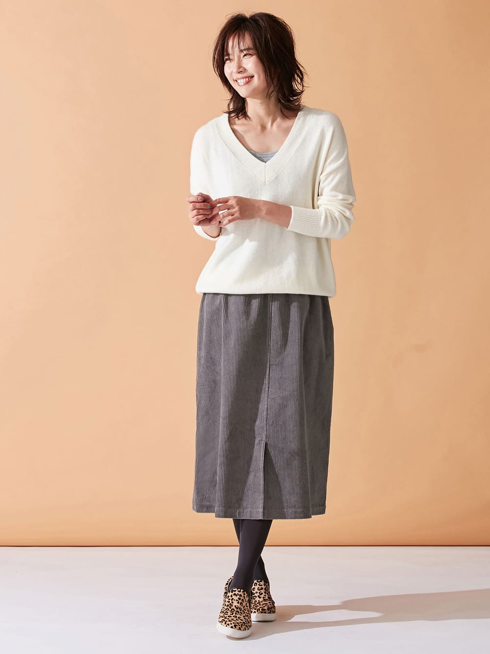 アウトレット|【産前産後対応】コーデュロイスカート【出産後も長く使える】