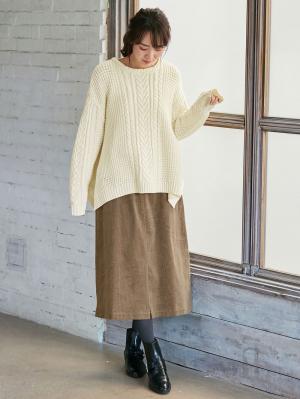 アウトレット|【産前産後対応】コーデュロイスカート【出産後も長く使える】